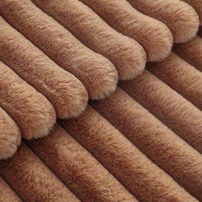 decorUhome Cozy Faux Fur Throw Pillow Covers 20x20 Set of 2 Decorative Soft Plush Striped Modern Farmhouse Boho Couch Pillow Cases with Velvet Back for Sofa Bed Living Room, Brown