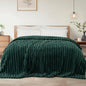 Exclusivo Mezcla Twin Size Flannel Fleece Blanket, Super Soft Striped Jacquard Bed Blanket, Lightweight Fuzzy Cozy for All Seasons, 60x80 Inches, Forest Green