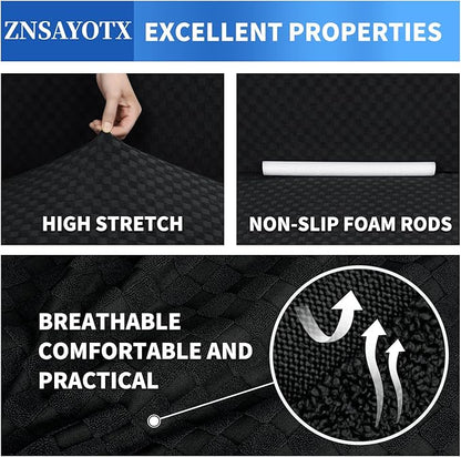 ZNSAYOTX 1 Piece Jacquard Chair Slipcovers for Living Room High Stretch Chair Covers with Arms Anti Slip Pets Friendly Couch Sofa Armchair Cover Furniture Protector (Chair, Black)