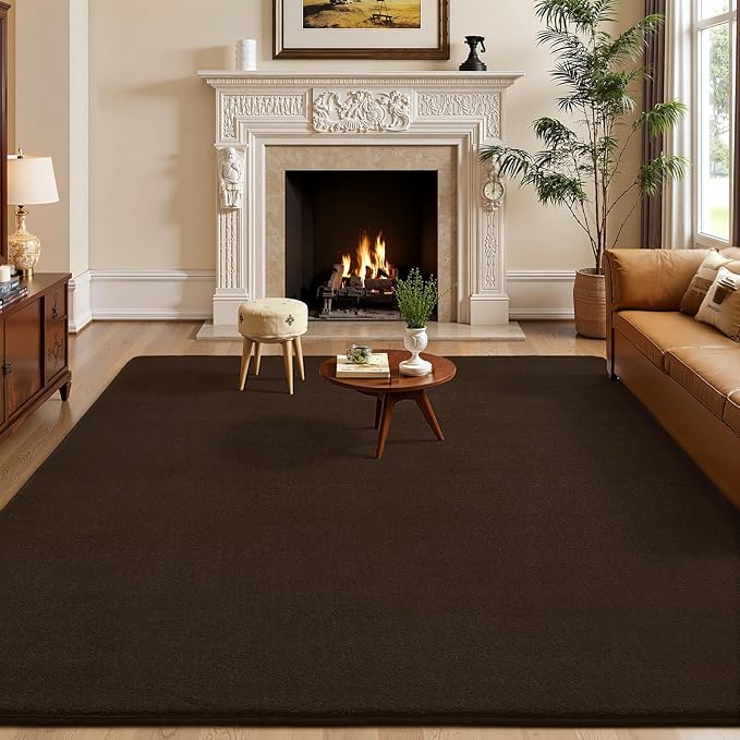 Amearea Large Modern Area Rugs for Bedroom Living Room, 6x9 Feet Brown Thickened Memory Foam Rug, Fluffy Indoor Washable Rugs Non Slip Minimalist Carpet for Boys Girls Dorm Nursery Room Decor