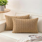 Pack of 2 Corduroy Decorative Throw Pillow Covers 12x20 Inch Soft Striped Pillow Covers Modern Farmhouse Home Decor for Sofa Living Room Couch Bed（Coffee）