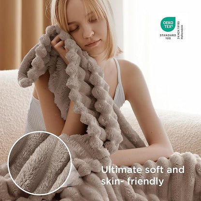 Bedsure GentleSoft Light Brown Fleece Blanket for Couch - Cozy Soft Blankets for Women, Cute Small Throws for Girls, 60x80 Inches