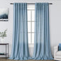 Nanspring Blue Curtains 144 Inches Long 2 Panels for Living Room Back Tab Rod Pocket Semi Sheer Linen Drapes Neutral Home Decor Blue Curtain Ceiling to Floor Length for Dining Room 52x144