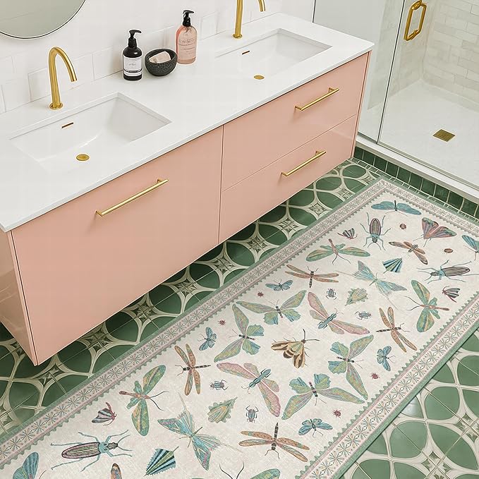 Hazo Haus Mint Green Washable Bathroom Rug - 2x4 Small Kitchen Rugs for Front Door Indoor Entrance, Low Pile Stain Resistant, Colorful Cool Aethestic