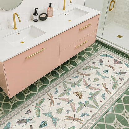 Hazo Haus Mint Green Washable Bathroom Rug - 2x4 Small Kitchen Rugs for Front Door Indoor Entrance, Low Pile Stain Resistant, Colorful Cool Aethestic