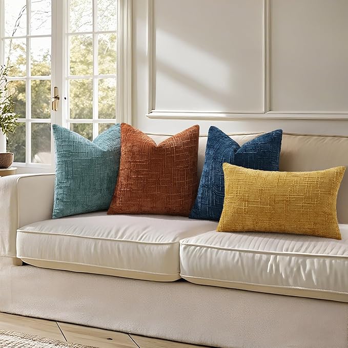 decorUhome Summer Teal Chenille Euro Sham Throw Pillow Covers 26x26 Set of 2 Textured Soft Cozy Slubby Couch Pillow Covers Modern Farmhouse Boho Decorative Pillow Cases for Bed Sofa Living Room