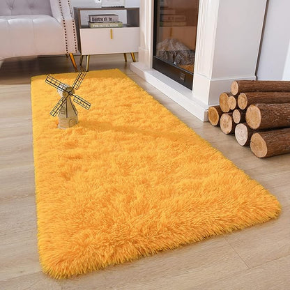 Chicrug Soft Runner Rug for Bedroom Living Room Plush Fluffy Rugs 2x6 Feet, Shag Furry Runner Rug Carpet Non Shedding for Nursery Children Kids Girls Room Home Decorative, Orange