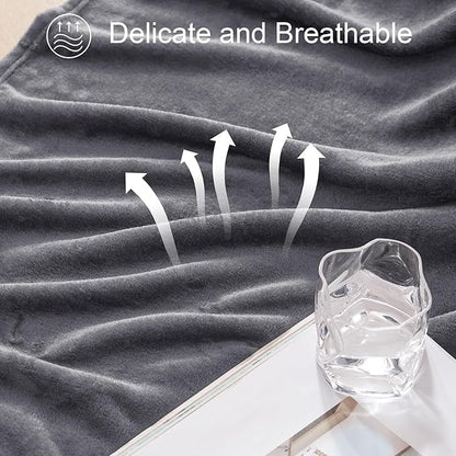 Exclusivo Mezcla Fleece Blanket Twin Size for Bed, Super Soft and Warm, All Season, Cozy, Plush, Lightweight, 60x80 Inches Dark Grey