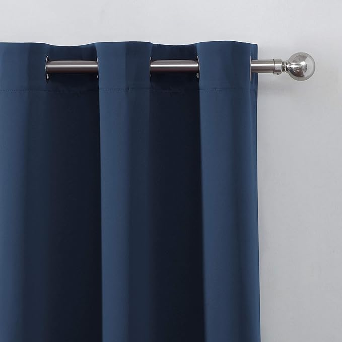 LEMOMO Navy Blue Thermal Blackout Curtains/52 x 108 Inch/Set of 2 Panels Room Darkening Curtains for Bedroom