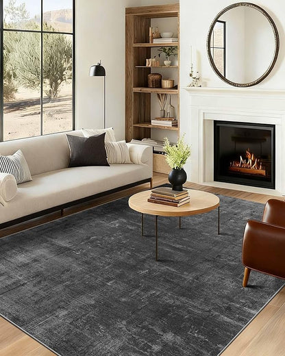 Latte&Fog 8x10 Area Rugs for Living Room, Large Modern Abstract Washable Rug, Boho Non Slip Low Pile Carpet for Indoor Bedroom Dining Room, Office, Dorm, Classroom, Farmhouse and Kids Room