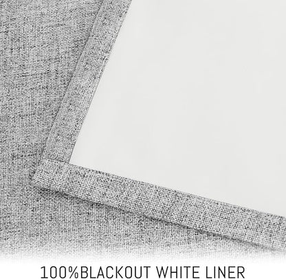 Yakamok Dove Grey Linen Curtains 100% Blackout 63 Inches Long,Room Darkening Textured Curtains for Living Room Thermal Grommet Bedroom Drapes 2 Panels with Greyish White Liner
