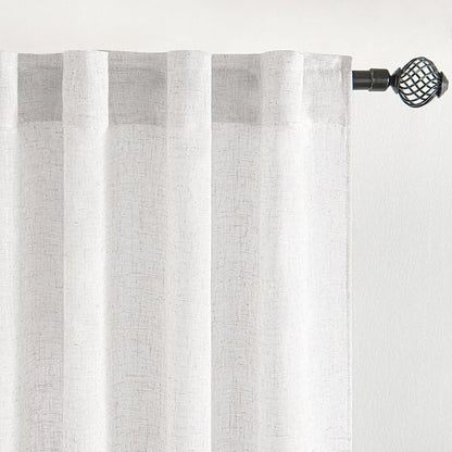 MIULEE White Curtains 36 Inch Length 2 Panels, Soft Thick Linen Textured Semi Sheer Light Filtering Kitchen Window Curtains Over Sink Small Tier for Bathroom Window Back Tab Rod Pocket