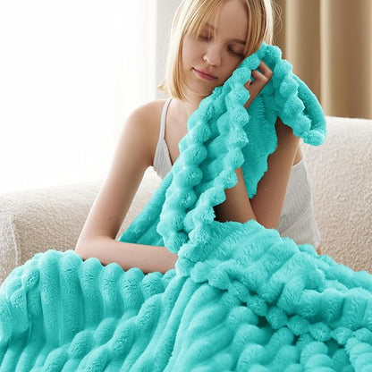 Bedsure GentleSoft Blue Fog Fleece Blanket for Couch - Cozy Soft Blankets for Women, Cute Small Throws for Girls, 50x60 Inches