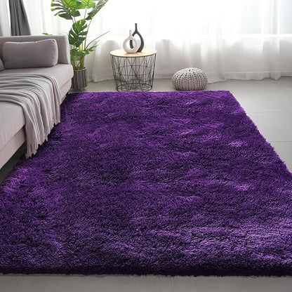 Shag Area Rugs for Bedroom Living Room,6X9 Ultra Soft Purple Fluffy Area Rugs for Dorm, Indoor Carpet Nursery Rugs for Kids Girl Room Home Decor, Purple