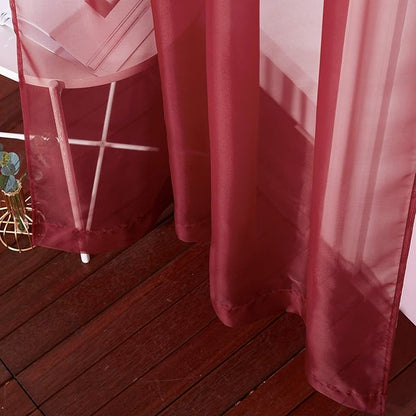 NICETOWN Ring Top Sheer Curtains - Light Weight Soft Home Decoration Window Coverings for Loft/Hotel/Bedroom (54" Width x 72" Length, Haute Red, Set of 2)