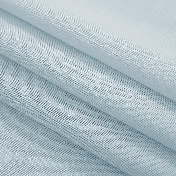 Sky Blue Curtains 96 inch Length for Bedroom Back Tab Light Filtering Semi Sheer Blue Living Room Curtains Linen Cotton Textured Drapery Panel Aesthetic Decor Light Blue 52x96