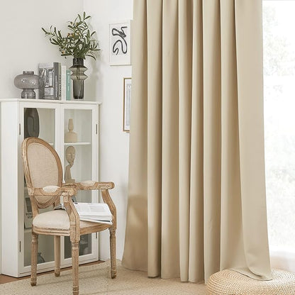 RYB HOME 2 Panels Doorway Curtains, Thermal Insulated Privacy Rod Pocket Easy Installation Drapes for Living Room Bedroom Dining Room, Width 34 by Length 80, Biscotti Beige