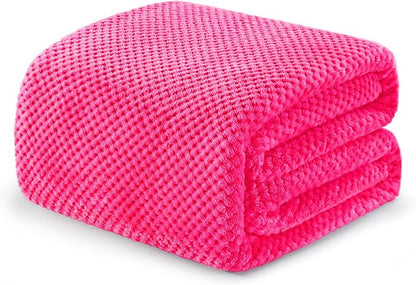 Exclusivo Mezcla Fleece Throw Blanket Extra Large, Super Soft and Warm Blankets for Couch, Sofa and Bed Waffle Textured, Cozy, Fuzzy and Lightweight (Hot Pink, 50x70 Inches)