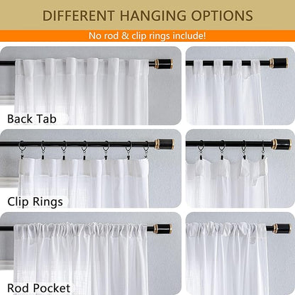 MYSKY HOME White Curtains 84 Inch Length for Living Room, Semi Sheer Cotton Blend Soft Touch Light Filtering Drapes for Doorways Sliding Glass Door 1 Panel, 100" Wide per Panel, White