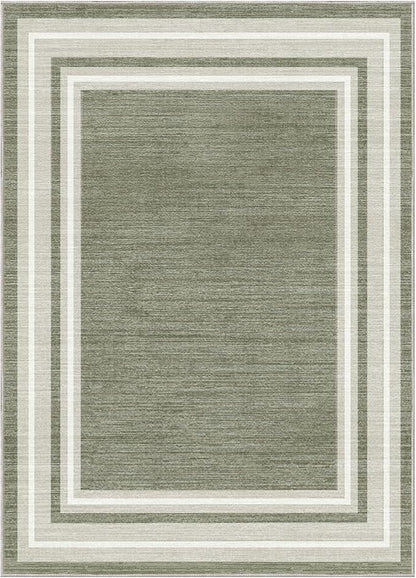 OPPODREAM Border Soft Area Rugs 5x7, Washable Brown Rug with Non Slip Backing, 5 x 7 Faux Cashmere Low-Pile 5x7 Carpet