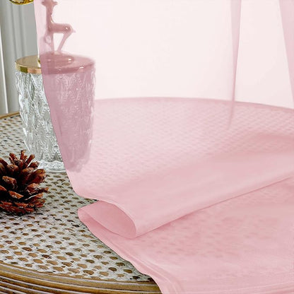 OVZME Sheer Blush Pink Curtains 108 Inches Long 2 Panels Set, 59 Inch Extra Wide Lightweight Airy Blush Pink Sheer Curtain for Living Room Bedroom, Filmy Voile Rod Pocket, 59Wx108L Inches