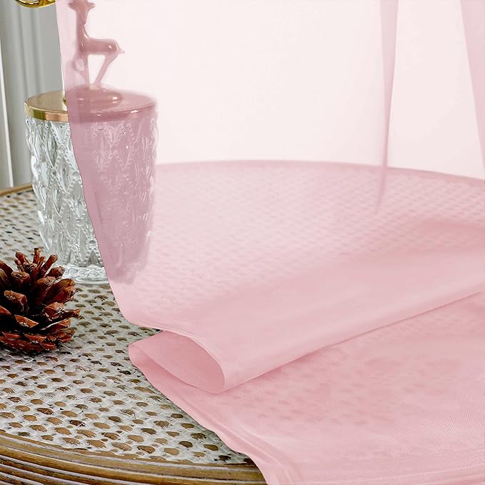 OVZME Blush Pink Sheer Curtains 120 Inches Long 2 Panels Set, 59 Inch Extra Wide Soft Airy Lightweight Sheer Curtains for Living Room, Farmhouse Voile Filmy Rod Pocket Drapes, 59Wx120L Inches