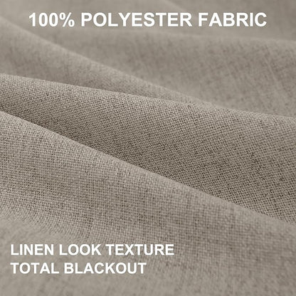 100% Blackout Shield Linen Blackout Curtains for Bedroom 108 Inches Long, Back Tab/Rod Pocket Living Room Drapes, Thermal Insulated Blackout Curtains 2 Panels Set, 50" W x 108" L, Faux Linen