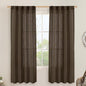 LAMIT Dark Brown Linen Curtains for Bedroom, 72 Inch Length Light Filtering Semi Sheer Panels Back Tab and Rod Pocket Neutral Drapes for Living Room, 2 Panels, 34 x 72 Inch