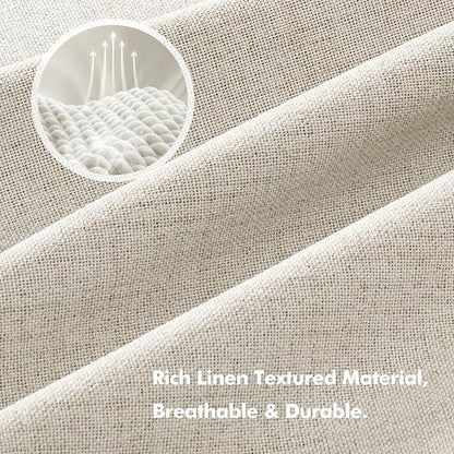 MIULEE 100% Blackout Linen Curtains for Bedroom, Linen Beige Solid Luxury Decor Thermal Insulation Room Darkening Drapes for Living Room Nursery Back Tab Rod Pocket 42 x 84 Inches, 2 Panels