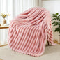 Exclusivo Mezcla Fleece Throw Blanket for Couch, Super Soft Striped Jacquard Bed Blanket, Lightweight Fuzzy Cozy for All Seasons, 50x60 Inches, Pink
