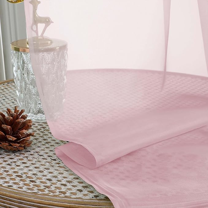 Blush Sheer Curtains for Bedroom Living Room 96 Inches Long 2 Panels, Modern Airy Soft Lightweight Rod Pocket Light Filtering Sheer Curtains Drapes, Blush, Each 59" Wx96 L Inch