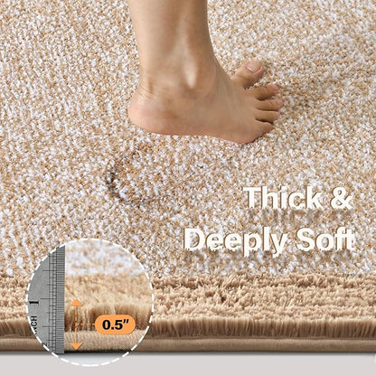 36x24 Large Bathroom Rugs Washable Non Slip, Beige Bath Mat for Bathroom Floor Tub, Soft Absorbent Quick Dry Mats for Shower, Bathtub,Home Decor