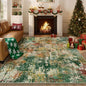 Washable Area Rugs 5'x8' Non-Slip Modern Abstract Soft for Living Room Entryway Bedroom Nursery, Print Pattern, Green Orange Rust Red Cream Colorful