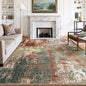 Washable Area Rugs 7x10 Non-Slip Modern Abstract Soft for Living Room Entryway Bedroom Nursery, Print Pattern, Brown Rust Red Green Blue Multi