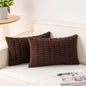 Pack of 2 Corduroy Decorative Throw Pillow Covers 12x20 InchSoft Boho Striped Pillow Covers Modern Farmhouse Home Decor for Sofa Living Room Couch Bed（Dark Brown）