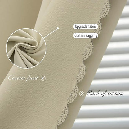 Self Adhesive Portable Blackout Curtains for Bedroom Easy to Install Window Thermal Lnsulated Kitchen Room Darkening Small Window Curtains, Cortinas Para Cuarto, 59"W X 71"L, Beige, 1 Panel