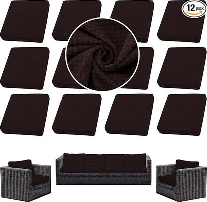 Outdoor Cushion Covers Set,12PCS Patio Furniture Couch Seat Slipcovers, Replacement for Sofa Sectional Chair(Cover，Only)