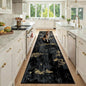 Washable Area Rugs 2'6''x10 Non-Slip Modern Abstract Soft for Living Room Entryway Bedroom Nursery, Print Pattern, Dark Black Gold