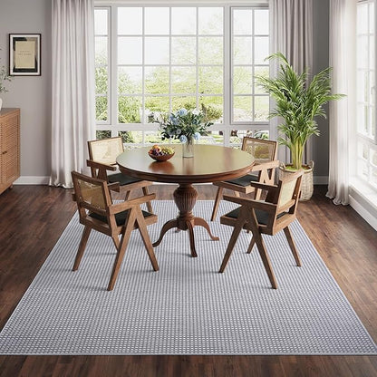 YDKGL Boho Washable Area Rugs 5x7 ft, Non Slip Area Rug for Living Room, Braided Office Rugs Bedroom Rug Woven Washable Indoor Floor Carpets for Office Dining Bedroom Living Room, Easy to Clean, Gray