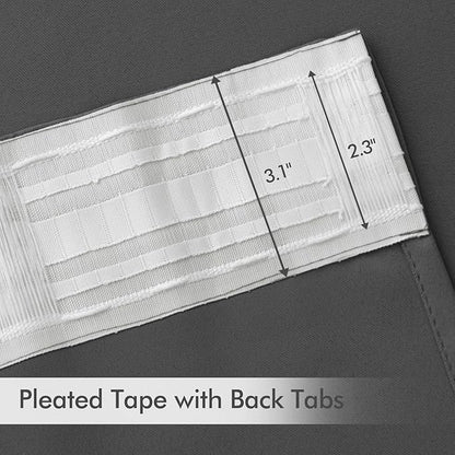 MIULEE Back Tab Grey Blackout Curtains 90 Inch Long 2 Panels Set for Living Room Bedroom Privacy, Rod Pocket/Pinch Pleated Thermal Insulated Room Darkening Light Blocking Curtains, 52 x 90 Inch
