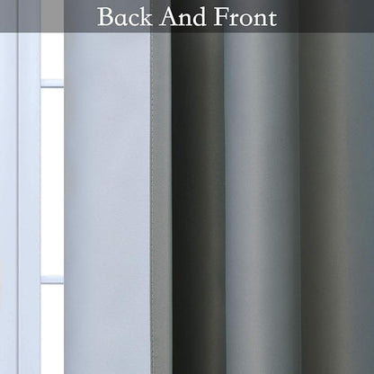 SimpleHome Ombre Curtains 52 x 63 Inch for Bedroom 2 Panels, Gradient Grey White to Gray Light Blocking Thermal Insulated Grommet Room Darkening Window Curtain/Drapes for Living Room