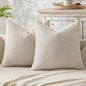 MIULEE Pack of 2 Euro Sham Pillow Covers 24x24 Inch Neutral Beige Modern Boho Accent Decorative Throw Pillow Covers Soft Chenille Farmhouse Cushion Covers for Home Decor Couch Bed Sofa Living Room
