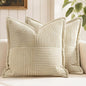 MIULEE Decorative Throw Pillow Covers for Couch Bed Livingroom 16x16 Inch Set of 2 Cream Boho Accent Throw Pllows Broadside Striped Patchwork Soft Corduroy Pillowcases