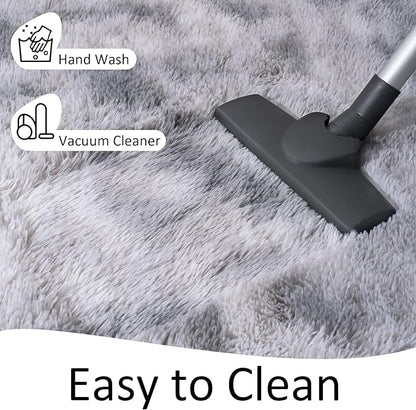 Chicrug Cute Fluffy Area Rug for Girls Bedroom, 2x6 Feet Fluffy Kids Rug for Room Decor, Shag Soft Dorm Playroom Rug, Bedside Rugs for Baby Nursery Room, Grey