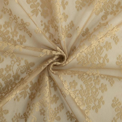 YJ YANJUN Vintage Lace Curtains 2 Panels Farmhouse Short Tan Sheer Curtains for Kitchen Bathroom Rustic Scalloped Half Drapes 45 inch Length Light Filtering W52 X L45,Taupe/Khaki