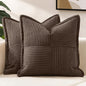 MIULEE Decorative Throw Pillow Covers for Couch Bed Livingroom 18x18 Inch Set of 2 Dark Brown Boho Accent Throw Pllows Broadside Striped Patchwork Soft Corduroy Pillowcases