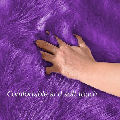 Latepis Fluffy Rug for Bedroom 2x4 Purple Shag Rugs Washable Faux Fur Sheepskin Rug Living Room Carpet Fuzzy Shaggy Rugs for Dorm Chair Cute Home Décor