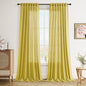Celery Yellow Linen Curtains 102 Inches Long 2 Panel Set Back Tab Rod Pocket Semi Sheer High Window Drapes Light Filtering Burlap Look for Neutral Farmhouse Decor Curtain in Living Room 52x102