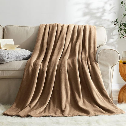 KMUSET Brown Fleece Throw Blanket for Couch - Warm Cozy Soft Lightweight Blankets All Seasons Suitable 50 x 60 inches