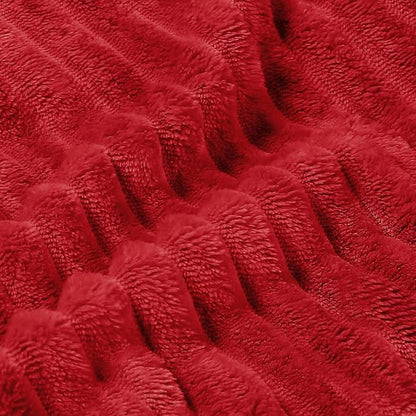 BEDELITE Fleece Blanket Queen Size – 3D Ribbed Jacquard Soft and Warm Decorative Fuzzy Blankets – Cozy, Fluffy, Plush Lightweight Throw Blankets for Couch, Bed, Sofa(Red, 90x90 inches)